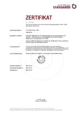 Zertifikat Risikomanagement